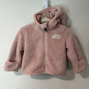 The North Face Girls Baby Fleece Jacket Hoodie Sherpa Pink 3-6 Month